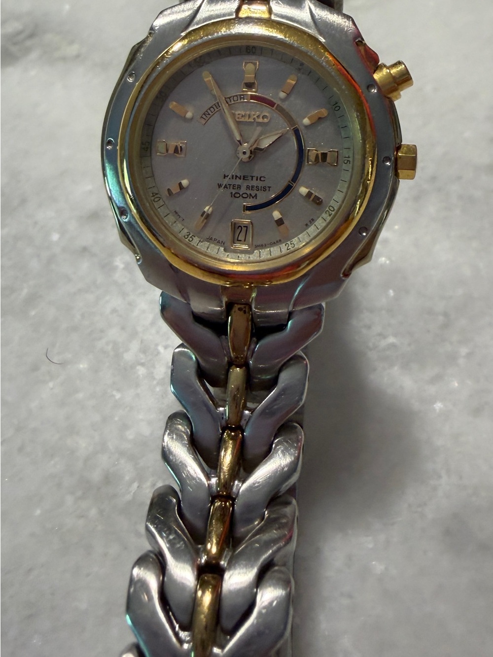 Seiko Two-Tone Silver and Gold Kinetic Bracelet Watch